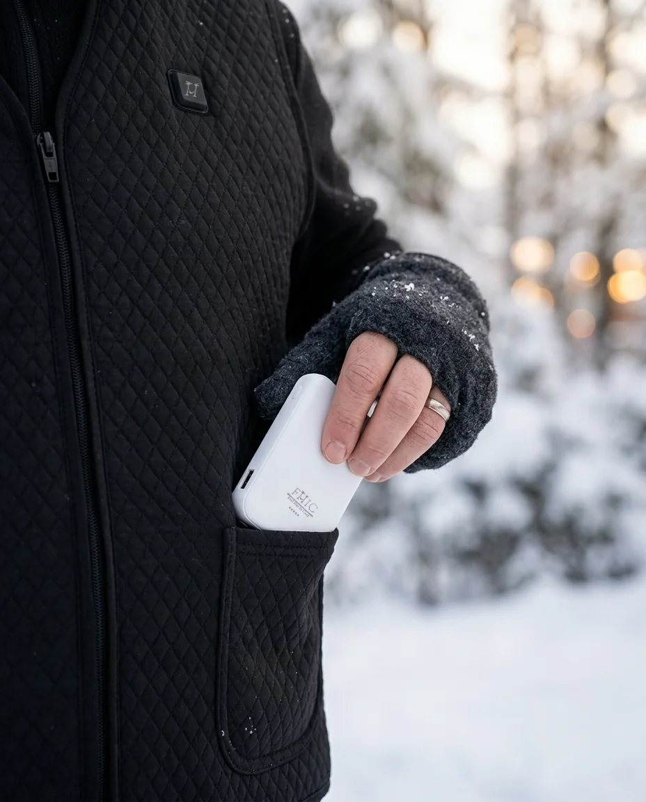 A powerbank a mellény zsebében